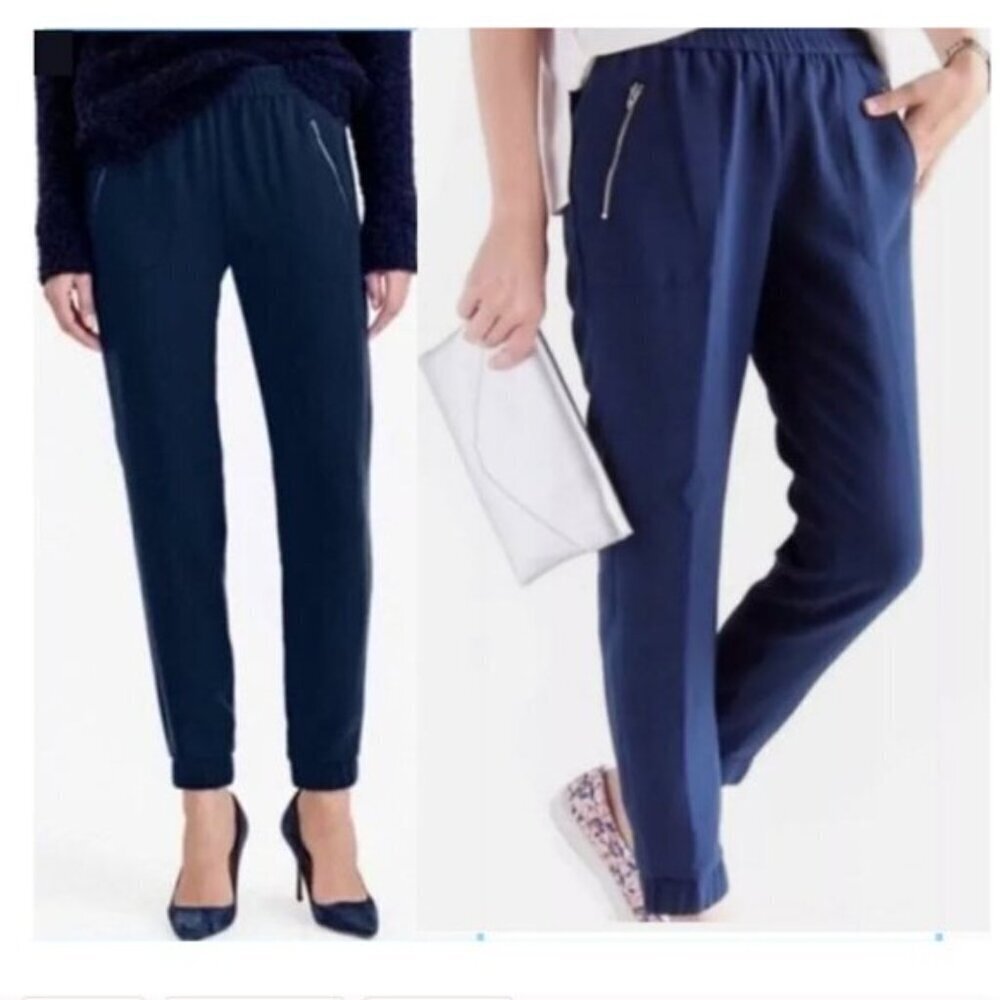 J. Crew Turner Jogger Pant High Waist Navy Blue Size 12